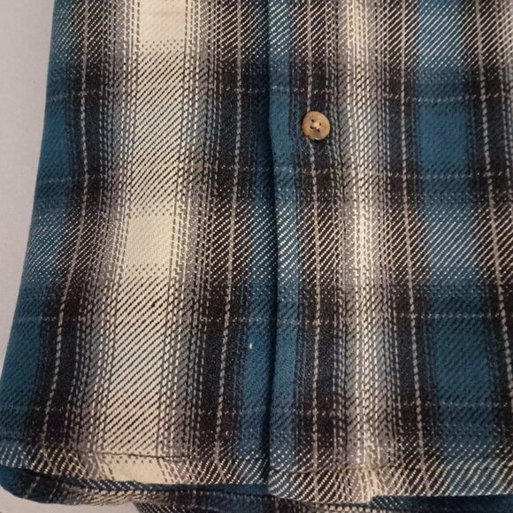 Five Brothers Heavy Weight Blue Black White Plaid Shacket Shirt Men’s Size M - Picture 8 of 16